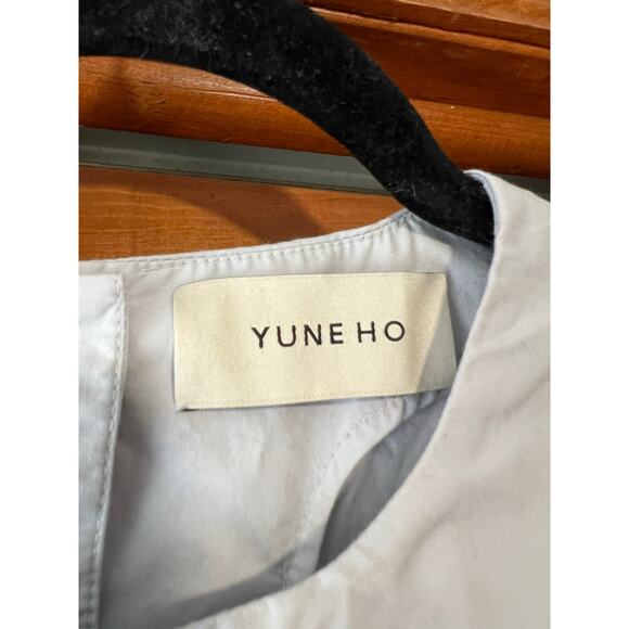 Yune Ho Women’s Cotton Blouse Button Back Ruffle Sleeves Light Blue Size 36 (S) - Picture 5 of 10